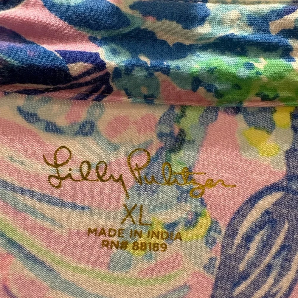 Lilly Pulitzer Women's Tunic in Pink and Blue Leaf Print - Picture 4 of 4